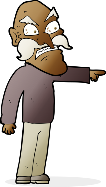 Bir insan tarafından çizilmiş öfkeli yaşlı bir adam.