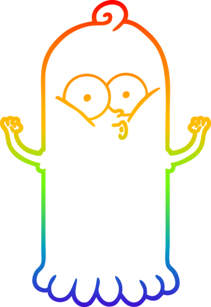 Bir insan tarafından çizilmiş bir çizgi film hayaletinin çizimi.