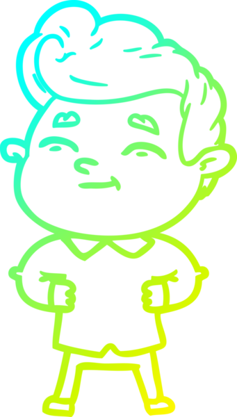 Bir insan tarafından çizilmiş mutlu bir çizgi film karakteri çizimi.