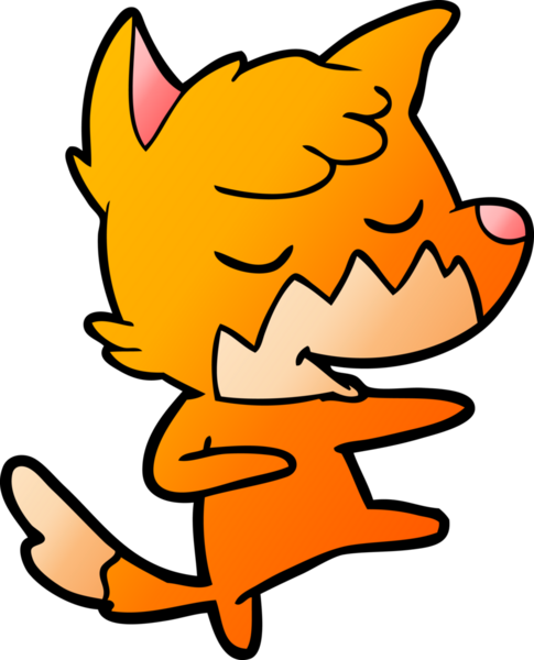 Bir insan tarafından çizilmiş dost canlısı tilki dansı.