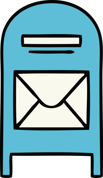 Bir insan tarafından çizilmiş şirin bir posta kutusu karikatürü.
