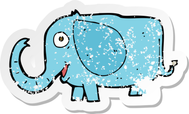 Bir insan tarafından çizilmiş karikatür bebek filinin gerilimli yapıştırması.