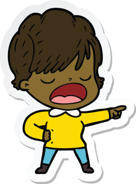 Bir insan tarafından çizilmiş bir karikatür kadının çıkartması.