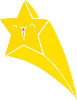 Bir insan tarafından çizilmiş düz renkli çizgi film yıldızı