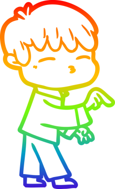 Gökkuşağı gradyanı çizimi Bir insan tarafından çizilmiş meraklı bir çocuk