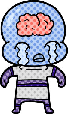 Bir insan tarafından çizilmiş koca beyinli bir uzaylı ağlaması.