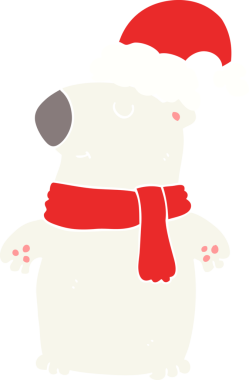 Bir insan tarafından çizilmiş şirin düz renkli çizgi film Noel Ayısı