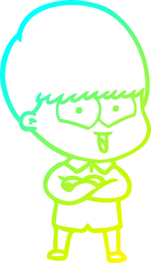 Bir çizgi film karakteri çizen soğuk çizgi bir insan tarafından çizilmiş mutlu çocuk.