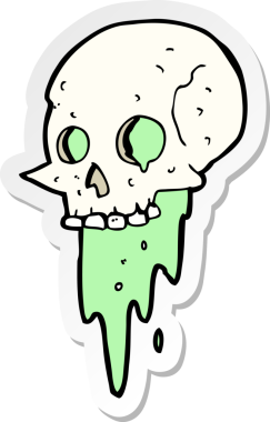 Bir insan tarafından çizilmiş iğrenç bir cadılar bayramı kafatası çıkartması.