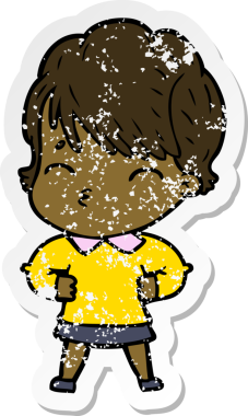 Bir insan tarafından çizilmiş bir karikatür kadının sıkıntılı çıkartması.