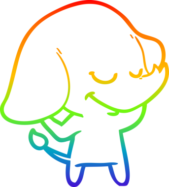 Bir insan tarafından çizilmiş gülümseyen bir filin çizgi çizimi.