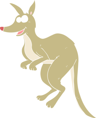 Bir insan tarafından çizilen düz renkli kanguru çizimi