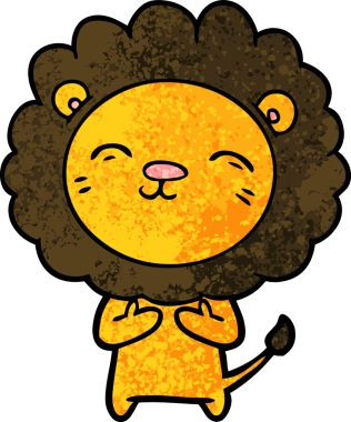 Bir insan tarafından çizilmiş çizgi film aslanı.