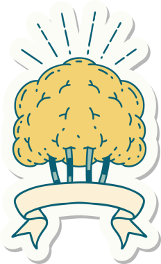 Bir insan tarafından çizilmiş dövme stili bir ağacın çıkartması.