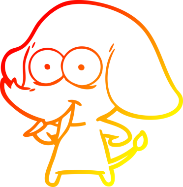 Bir insan tarafından çizilmiş mutlu bir filin sıcak çizgi çizimi