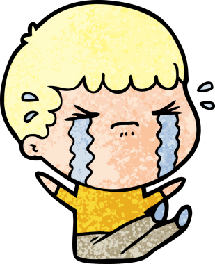 Bir insan tarafından çizilmiş ağlayan çizgi film adamı.