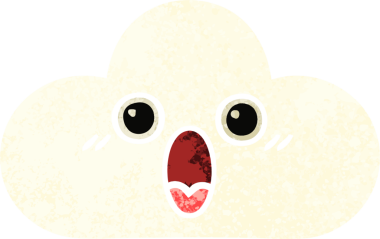 Bir insan tarafından çizilmiş bir bulutun retro çizim tarzı karikatürü