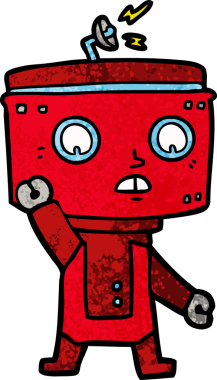 Bir insan tarafından çizilmiş robot çizimi.