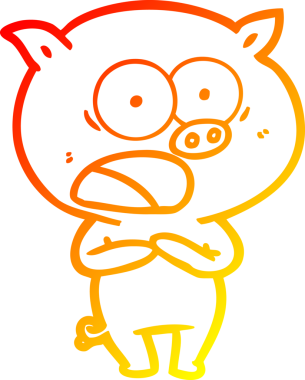 Bir insan tarafından çizilmiş bağıran çizgi film domuzu çizimi.