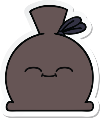 Bir insan tarafından çizilmiş şirin bir karikatür çuvalı.