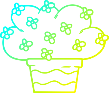 Bir insan tarafından çizilen karikatür bitkisinin soğuk gradyan çizimi