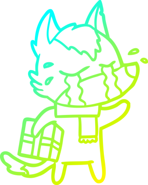 Soğuk gradyan çizgisi, bir insan tarafından çizilmiş bir karikatür, ağlayan bir kurt resmi.