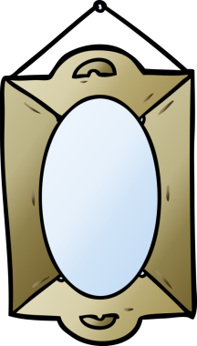 Bir insan tarafından çizilmiş eski bir ayna çerçevesi.