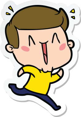 Bir insan tarafından çizilmiş heyecanlı bir adamın çıkartması.