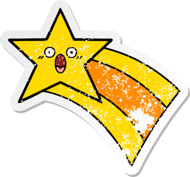 Bir insan tarafından çizilmiş gökkuşağı yıldızı gibi çizilmiş tatlı bir çizgi film çıkartması.