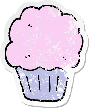 Bir insan tarafından çizilmiş karikatür kekinin sıkıntılı çıkartması.