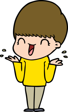 Bir insan tarafından çizilmiş mutlu çizgi film çocuğu.