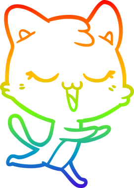 gökkuşağı gradyan çizimi mutlu çizgi film kedisi bir insan tarafından çizildi