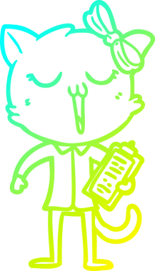 Bir insan tarafından çizilen çizgi film kedisinin soğuk gradyan çizgisi.