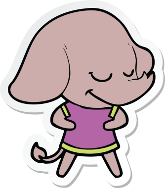 Bir insan tarafından çizilmiş gülümseyen fil çıkartması.