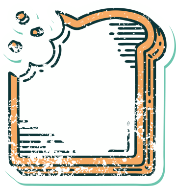 Bir insan tarafından çizilmiş bir ekmek diliminin sembolik dövmeli görüntüsü.