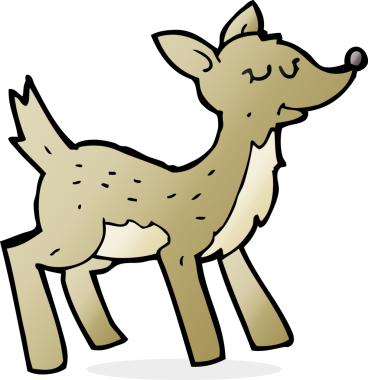 Bir insan tarafından çizilmiş sevimli karikatür geyiği.