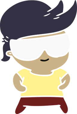 Bir insan tarafından çizilmiş gözlüklü kawaii çocuk.