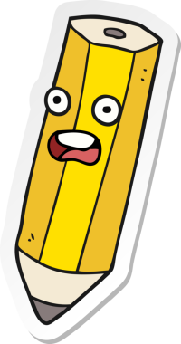 Bir insan tarafından çizilmiş mutlu bir karikatür kalemi çıkartması.