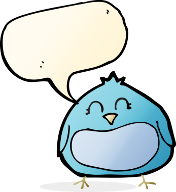 Bir insan tarafından çizilmiş konuşma balonlu şişman kuş.