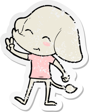 Bir insan tarafından çizilmiş şirin bir filin sıkıntılı çıkartması