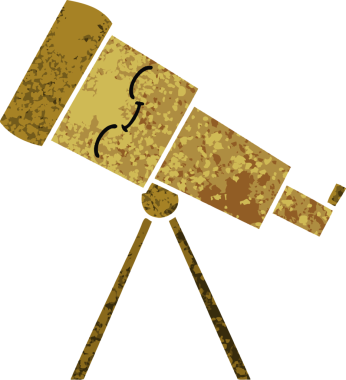 Bir insan tarafından çizilmiş bir teleskobun retro çizim tarzı karikatürü