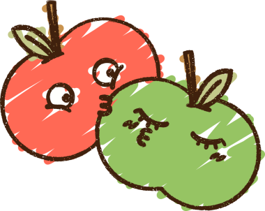 Bir insan tarafından çizilen meyve tebeşiri.