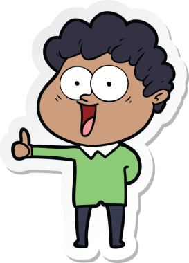 Bir insan tarafından çizilmiş mutlu bir adamın çıkartması.