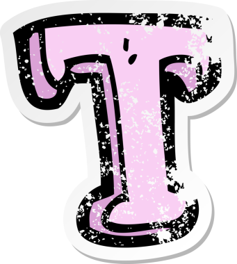 Bir insan tarafından çizilmiş T harfinin gerilimli yapıştırması.