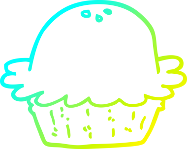 Bir insan tarafından çizilen çizgi film pastasının soğuk gradyan çizimi