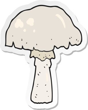 Bir insan tarafından çizilmiş karikatür mantarı çıkartması.