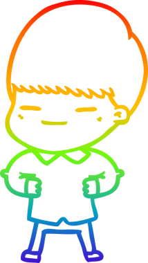 Gökkuşağı gradyan çizgi çizimi bir insan tarafından çizilmiş kendini beğenmiş bir çocuk.