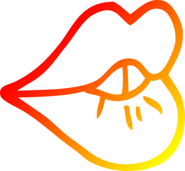 Bir insan tarafından çizilen dudak büken bir çizgi filmin sıcak çizgi çizimi