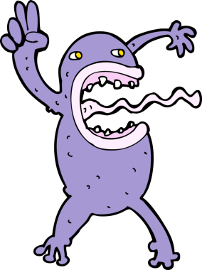 Bir insan tarafından çizilmiş çılgın bir kurbağa.