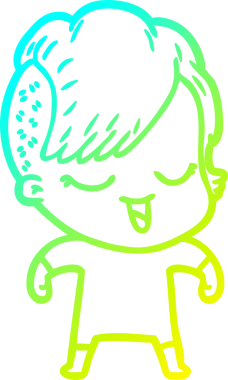 Bir insan tarafından çizilmiş mutlu çizgi film kızı çizimi.